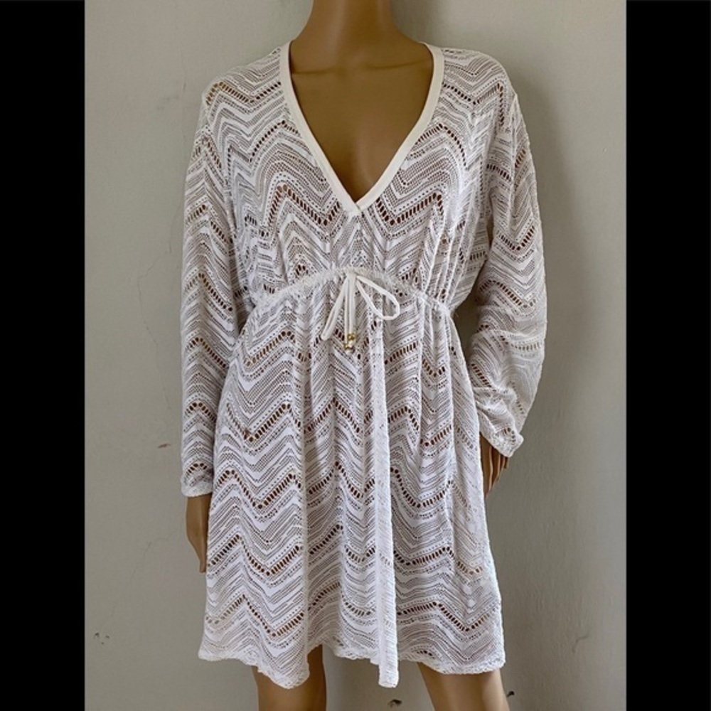 Nautica size L white dress top crochet looking